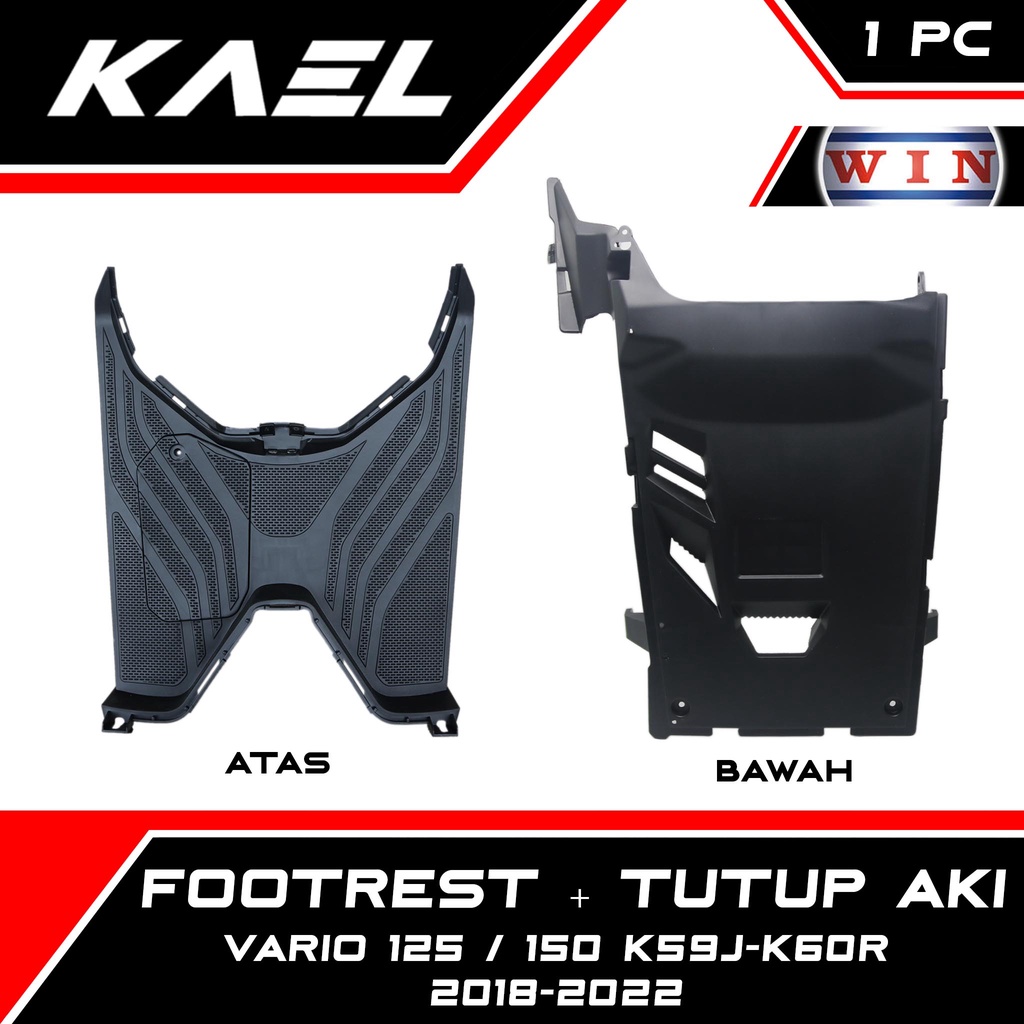 WIN Footrest + Tutup Aki Honda Vario 125 150 New eSP LED K60R K59J 2018-2021 Penutup Pijakan Injekan Body Bodi Dek Deck Bordes Atas Bawah