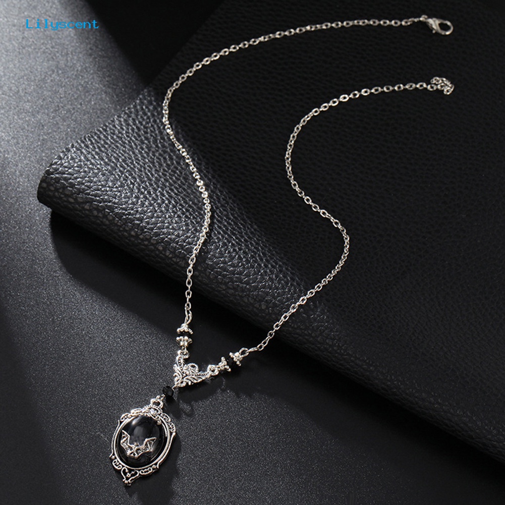 [LS] Unisex Bat Beads Faux Gemstone Pendant Kalung Jari Cincin Anting Perhiasan