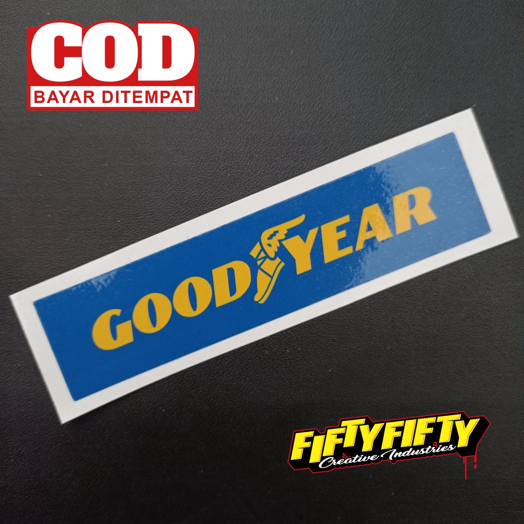 Stiker Print Cut GOOD YEAR Stiker Printing Laminasi Glossy Stiker Motor Mobil Helm Sudah Membentuk Pola Desain