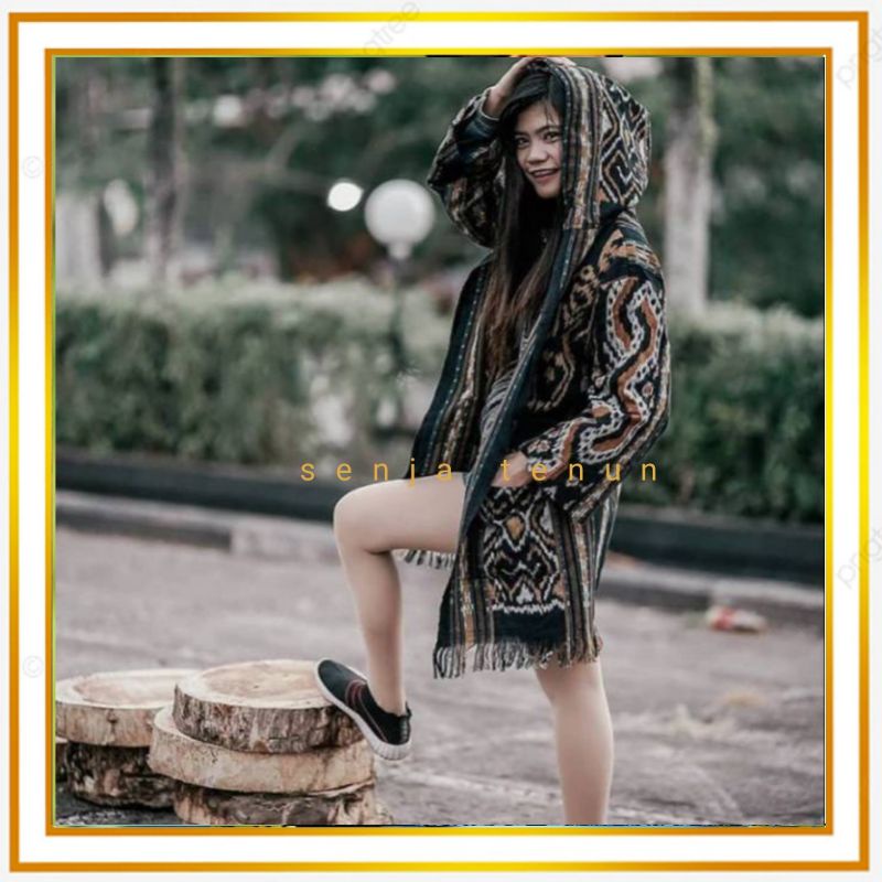READY STOCK Hoodie tenun pria wanita/Cardigan outerwear kimono tenun ethnic **