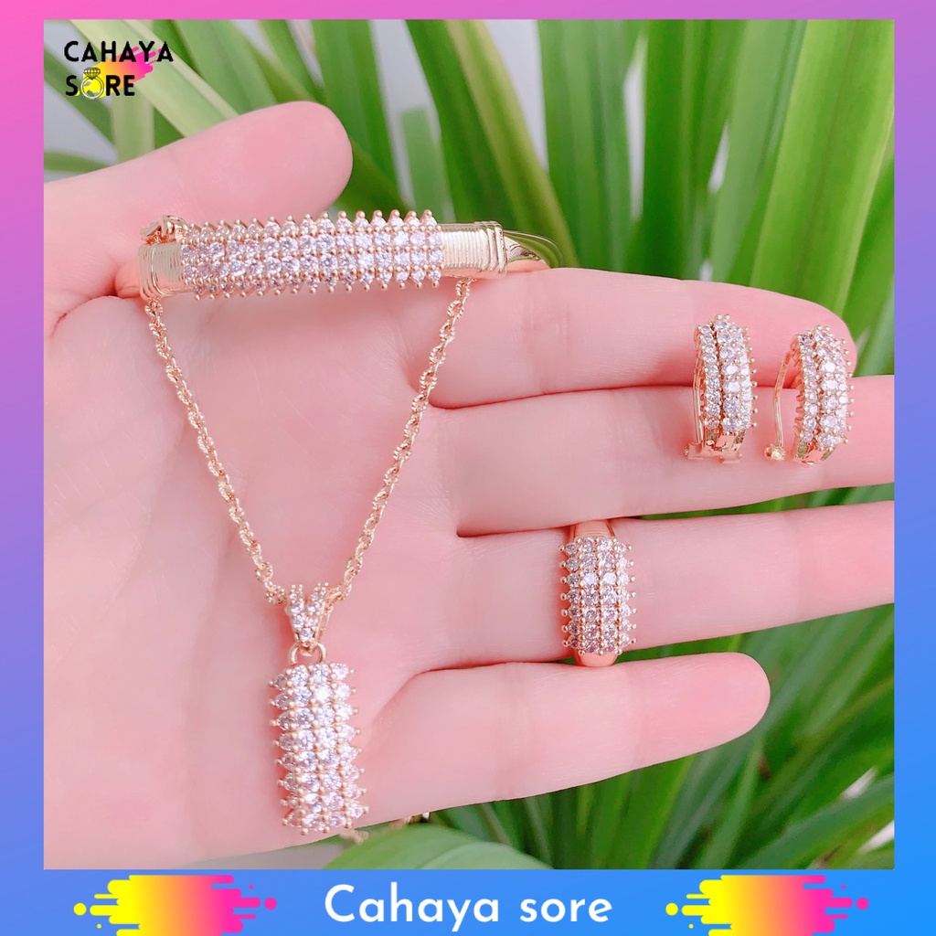 Xuping Set Gold Perhiasan Set Dewasa Permata Mewah XD14