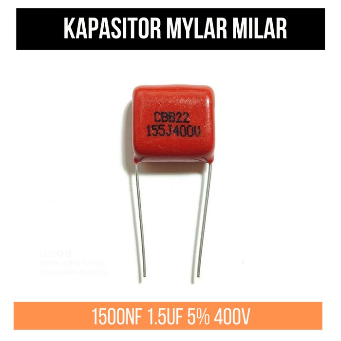 Kapasitor Capacitor Mylar Milar 155 1500nF 1.5uF 5% 400V 155J400v 155J