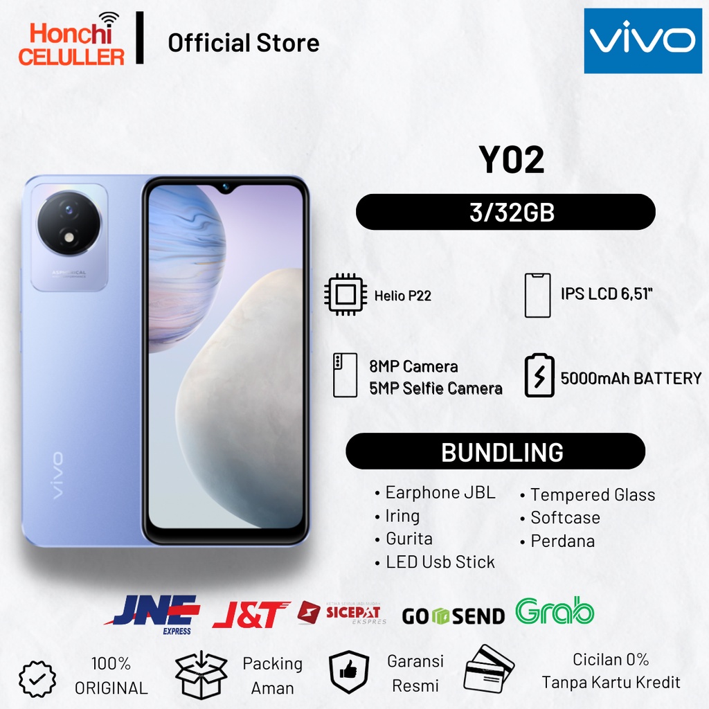 VIVO Y02 3/32 GB GARANSI RESMI VIVO INDONESIA