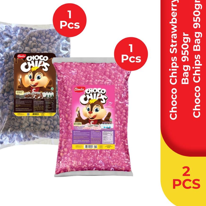 

♙ 1 SIMBA Sereal Choco Chips Bag 950gr & 1 Choco Chips Bag Strawberi 950 gr ◘