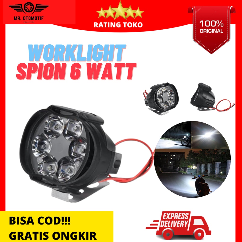 Lampu Tembak Sorot LED Spion Motor Cree 6 Mata 6W 12V-24V Spotlight LAMPU SOROT MOTOR LED MOTOR -  l