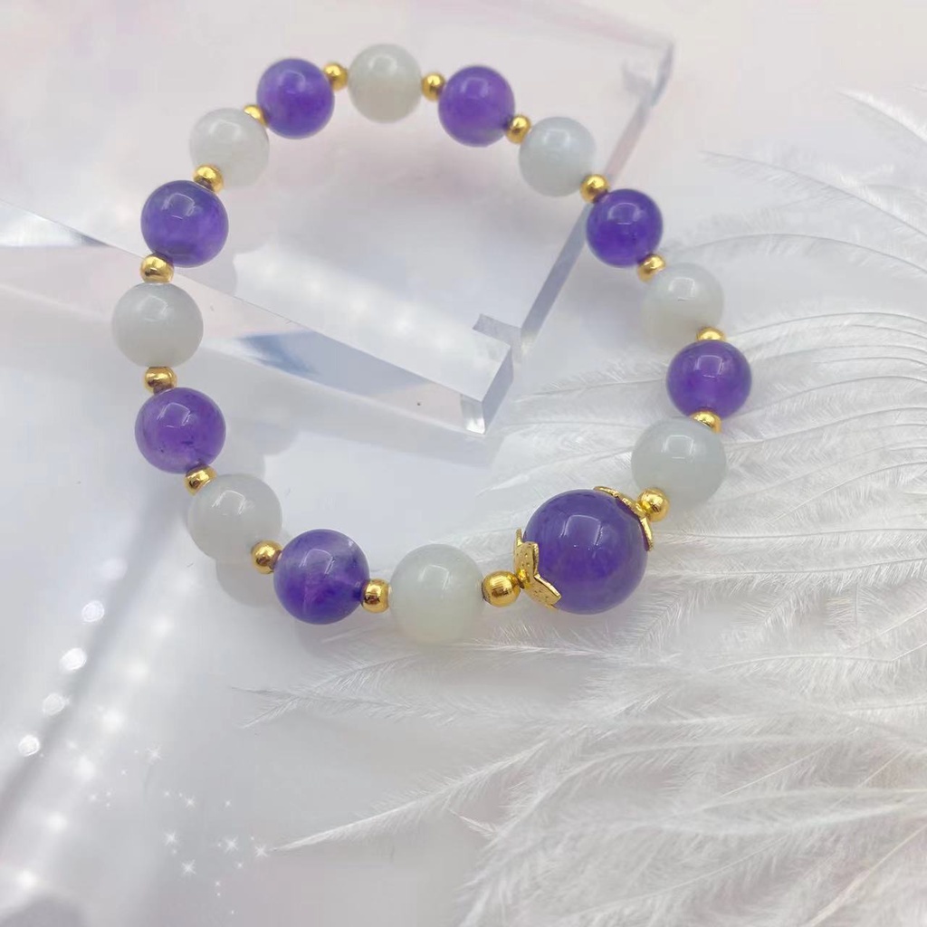 Gelang Kristal Energi Positif Natural Amethyst Moonlight Untuk Wanita