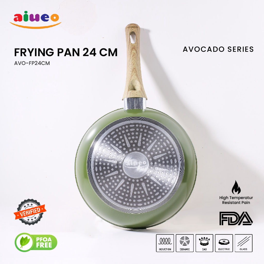 AIUEO Avocado Series - Frying Pan Anti Lengket Marble Serbaguna Panci Kukus Rebus