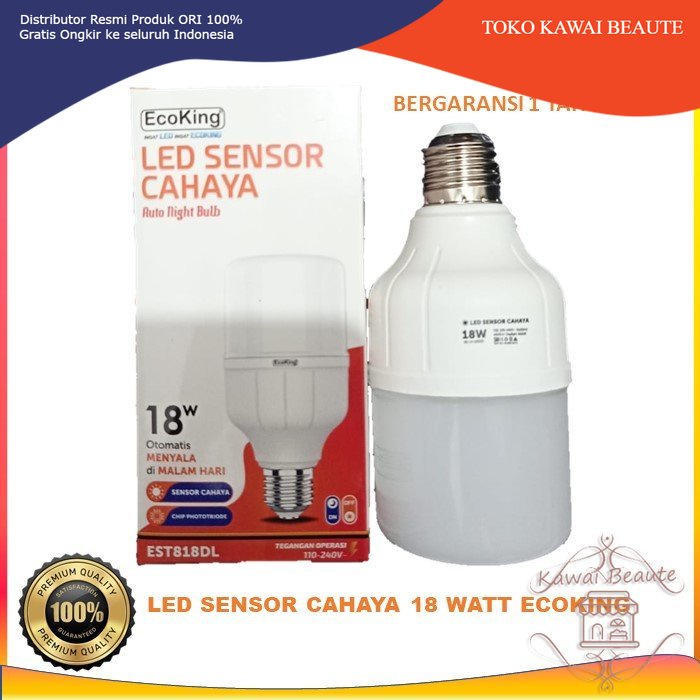 LED Sensor Cahaya Otomatis NYala saat GELAP Light Sensor 10W,12W,18W,25W,35W,45W  ECOKING Untuk BALKON &amp; TERAS RUMAH