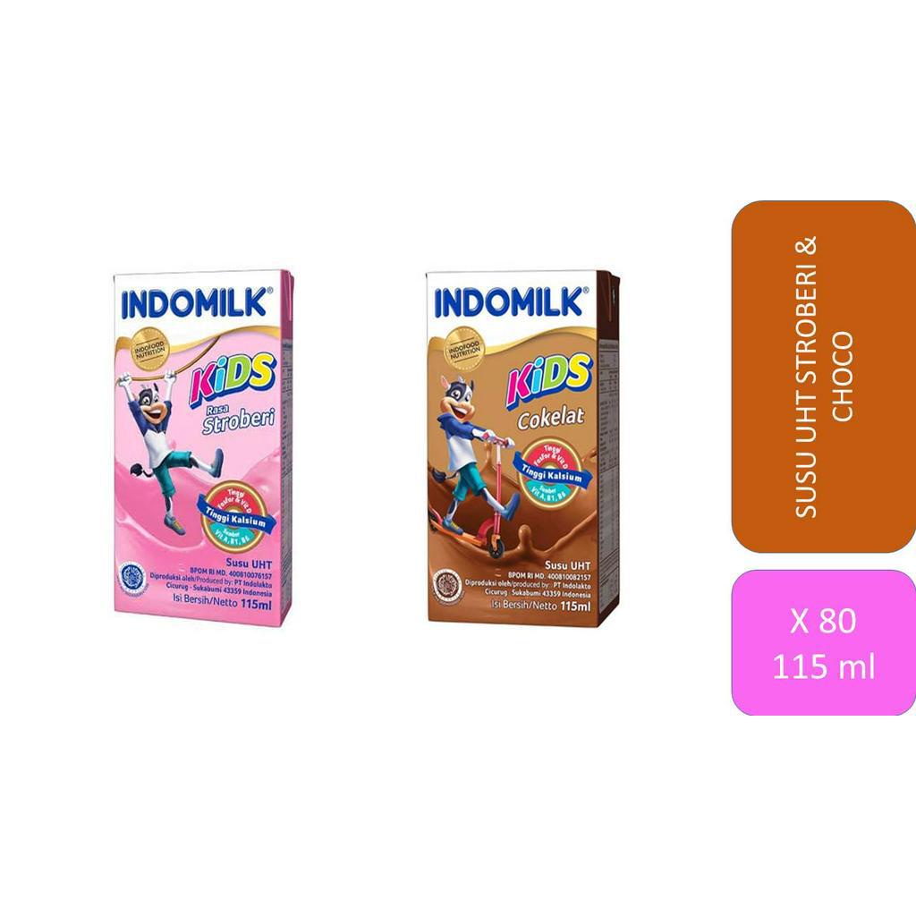 

Indomilk Susu UHT Kids Strawberry & Choco 115 ml x 80 [2Karton]