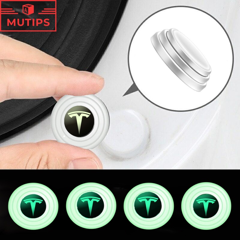 Tesla 4per8 /12 /16Pcs New Luminous Type Car Door Trunk Anti Shock Tabrakan Pad Stiker Silikon Mengurangi Kebisingan Penyangga Untuk Model3 Y X