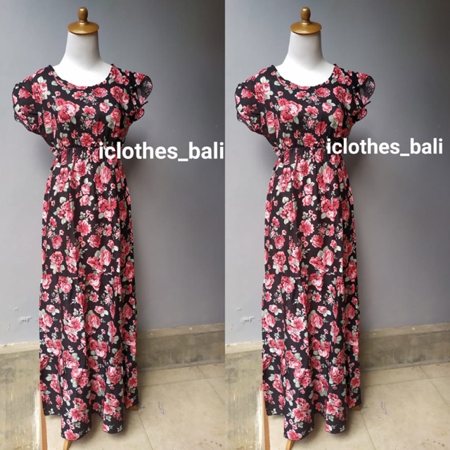 DRESS LAURA PANJANG MOTIF BUNGA LP005