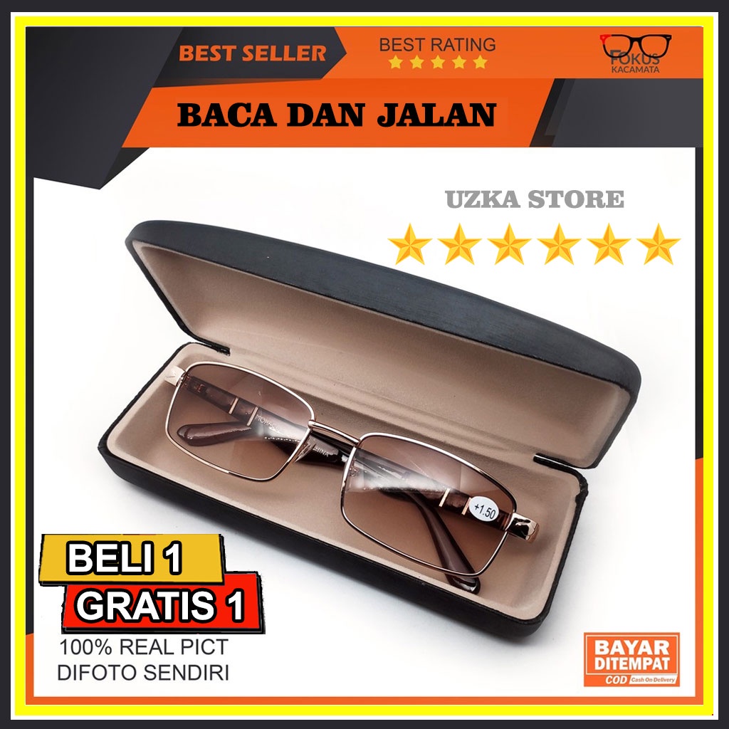 KACAMATA DOUBLE FOKUS 2 IN1 BACA DAN JALAN KACAMATA DOUBLE LENSA ANTI UV FRAME GOLD PROMO BELI 1 GRATIS 1
