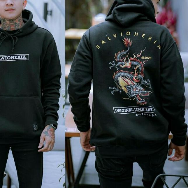 ○ Sweater Hoodie Salviohexia Jaket Japan Art Jaket Pria Sweater Dragon Sweater Naga Slvhx ✭