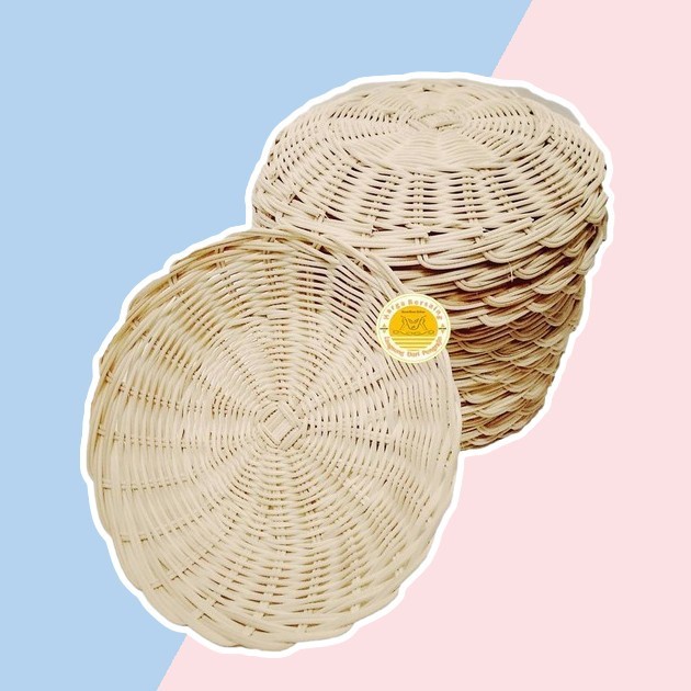 Piring Rotan Dari Cirebon - Piring Anyaman Cirebon - Putih