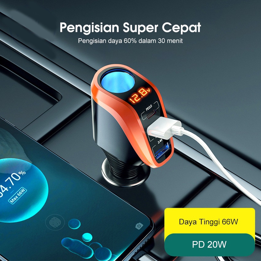 Car Charger Colokan Mobil Car Fast Charger Colokan Mobil 3 Ports USB QC3.0