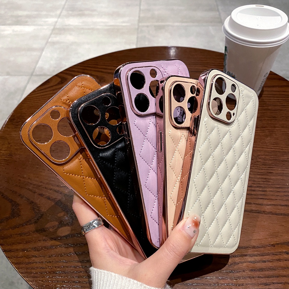 IPHONE Casing Kulit Berlian 3D Mewah Untuk Iphone14Plus14 13 12 11 Pro Max Pelindung Kamera Cover Untuk 13 14 Pro Max Shockproof Casing Silikon Lembut