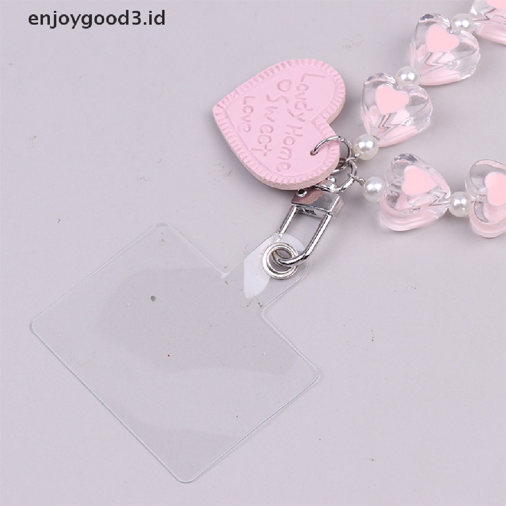 【 Rready Stock 】 Crystal Love Heart Hanging Ring for Mobile Phone Lanyard Anti-Lost Bracelet （ ID ）