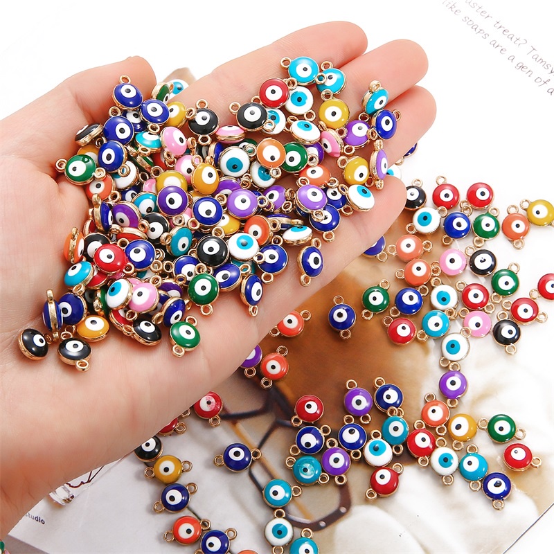 10buah Paduan Tetes Minyak Ganda Gantung Mata Jahat Pesona Membuat Perhiasan fashion Kalung Gelang Diy Aksesoris