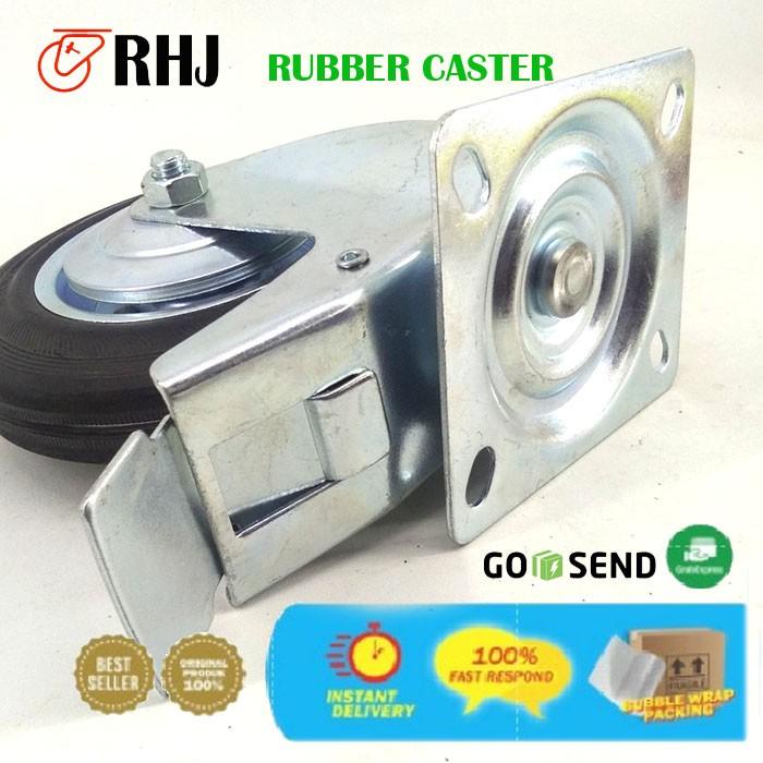 RHJ Roda Trolley Caster Rubber / Roda Karet 6 Inch Set 4 Pcs