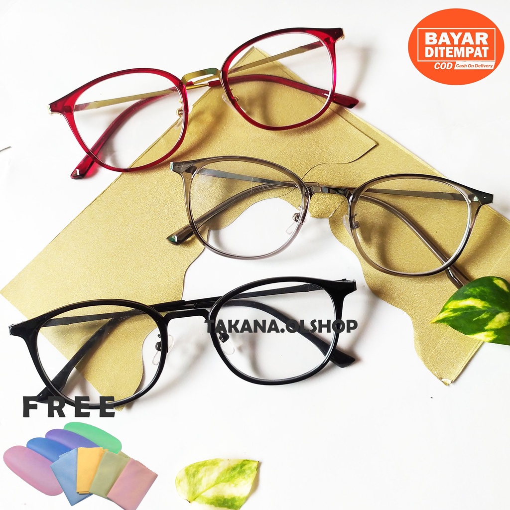 TAKANA - Frame Kacamata Titanium Besi Oval 1769L