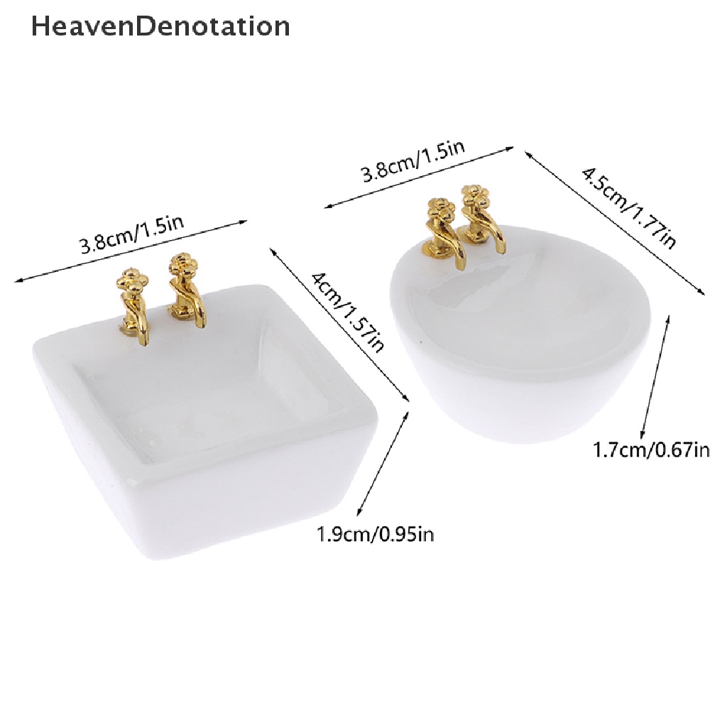 [HeavenDenotation] 1: 12 Dollhouse Miniature Ceramic Wash Basin Bathroom Sink Model Furniture Decor HDV