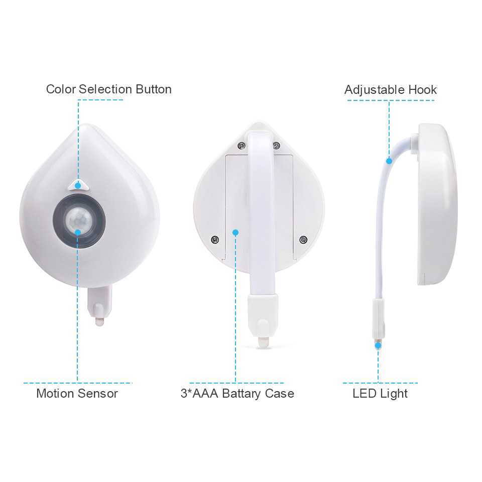 (BISA COD) FTIHSHP Goodland Lampu Closet RGB Toilet Light Motion Sensor 8 Colors - TL-9275