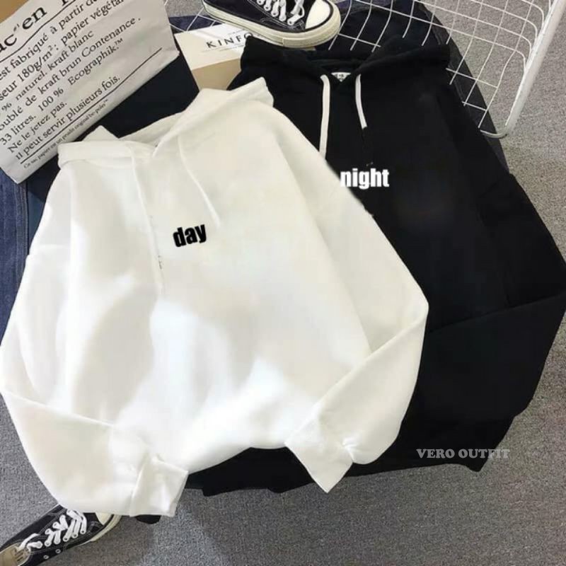Sweater Hoodie Switer Hodie Bertopi Cowok Cewek Unisex Perempuan Laki2 Laki Pria Sablon Day Night Ke
