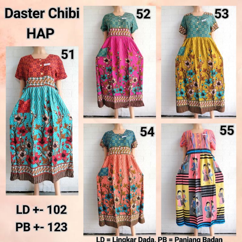 Daster Chibi Lengan HAP Aneka Motif LD 102 Adem Busui Friendly