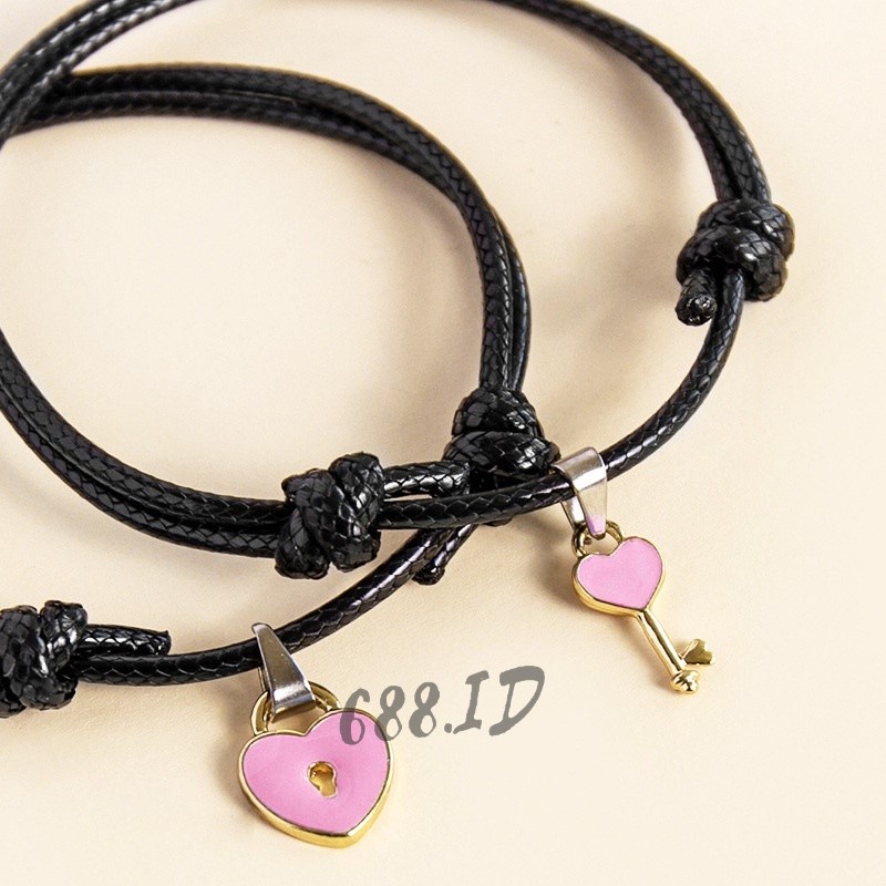 Gelang Couple 2 pcs Liontin Kunci Hati Bracelets Sahabat Pacar Bestie Kekinian GL 32