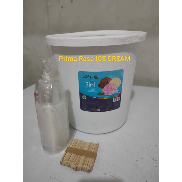 

ICE CREAM Aice 3 rasa 8 liter Paket include CUP dan sendok 50 pcs.