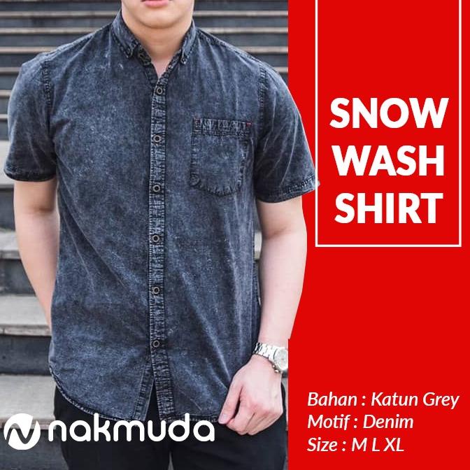 TERBAIK Kemeja Pria Lengan Pendek Hem Motif Jeans Denim Levis Baju Distro Casual Murah