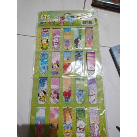 PEMBATAS BUKU MAGNET KERTAS HOLOGRAM KARAKTER LUCU BTS BOOKMARK 20PCS MURAH