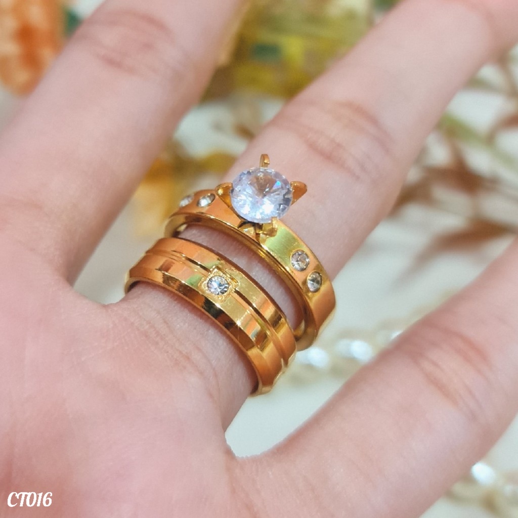 PGX Cincin Titanium Couple Tunangan Aksesoris Fashion Perhiasan Anti Karat - CT016