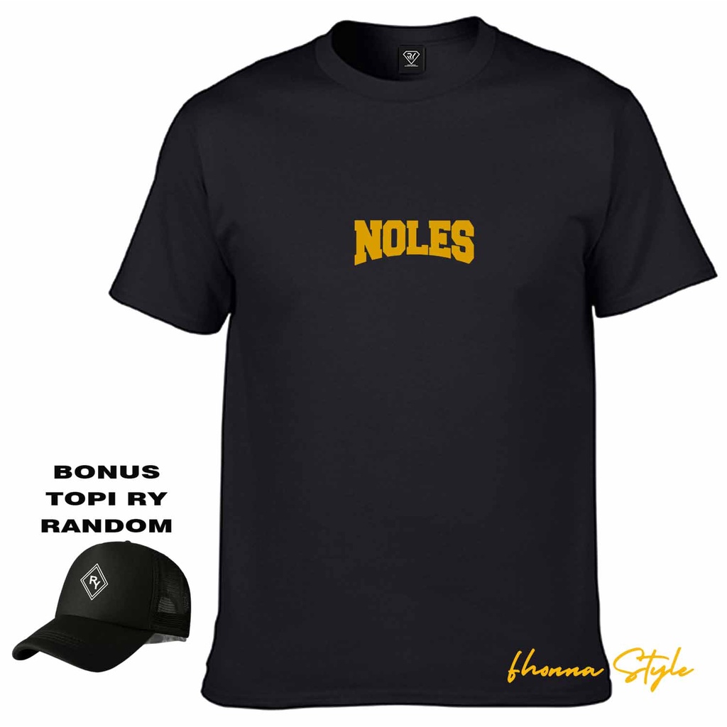 Fonna Rizki - Kaos Pria - Lengan Pendek Noles Gold + Topi - Tshirt Distro premiun