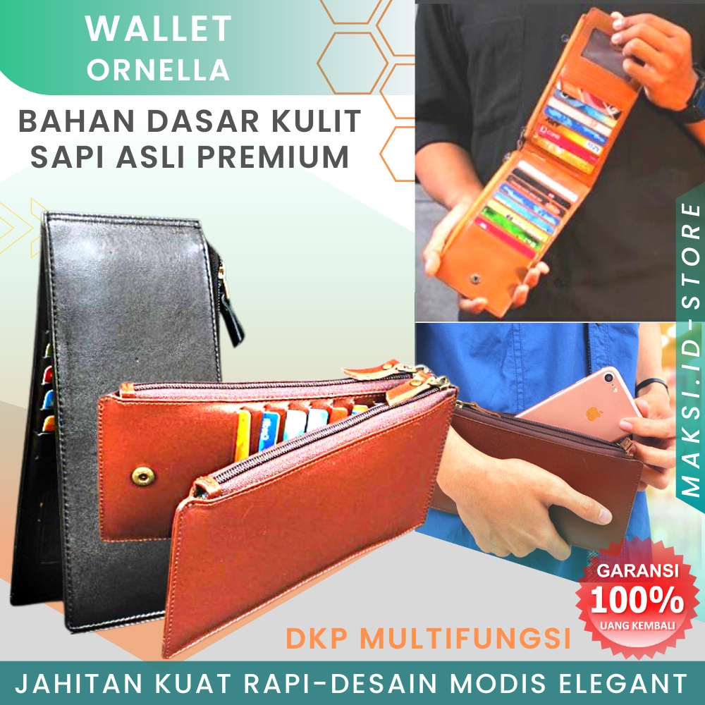 Dompet Kartu Panjang Lipat Kulit Asli kartu Atm Dompet Kartu Kulit Sapi DKP