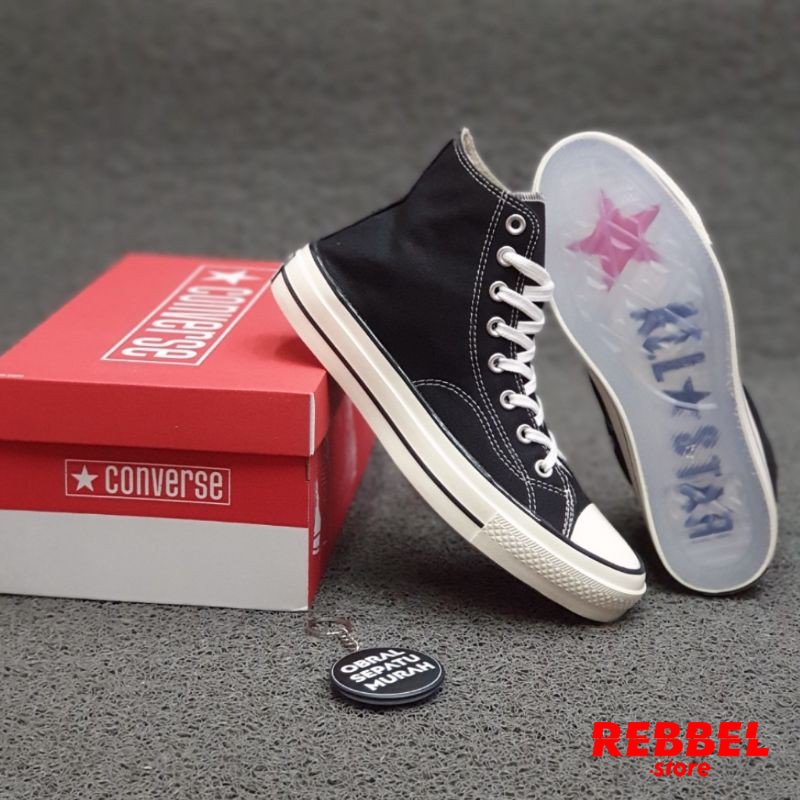 REBBEL - SEPATU CONVERSE 70S HIGH SOL TRANSPARAN GLOSSY BLACK WHITE IMPORT QUALITY IMPORT QUALITY