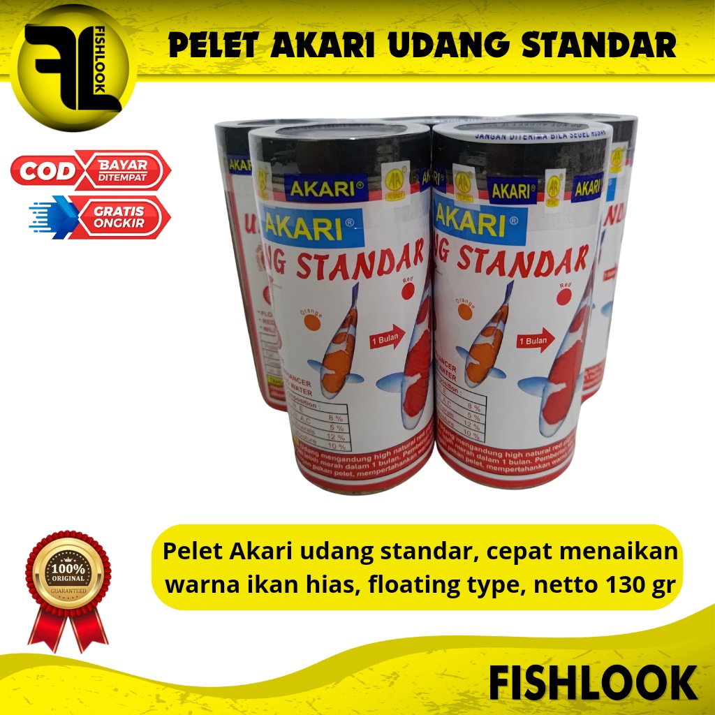 Akari Udang Standar Super Astaxanthin 40 Gram Pakan Ikan Predator Koi Koki Pakan Udang Rebon Kering