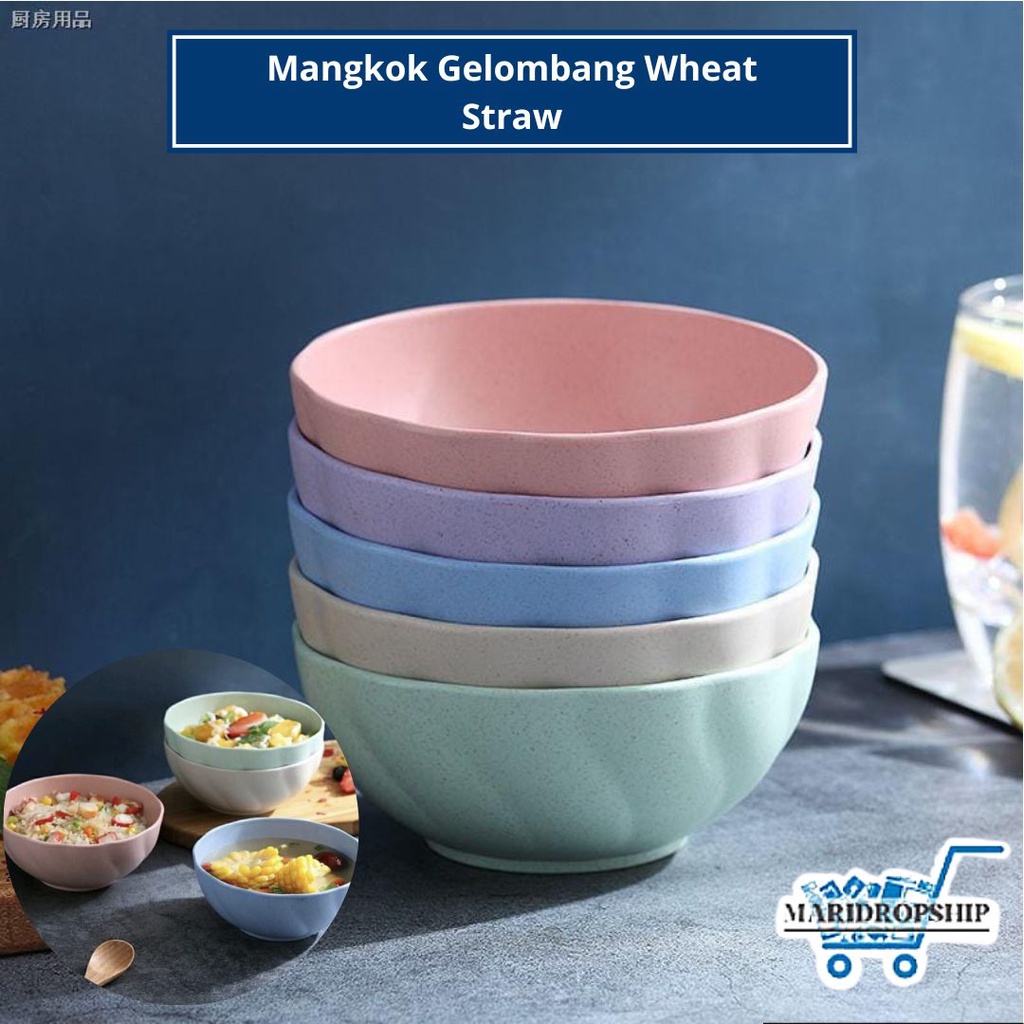 Mangkok Gelombang Wheat Straw Plastik Mangkuk Kuah Sup Bowl