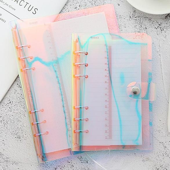

N28 Soft Cover Jelly Laser Binder A5 A6 6 Ring Lubang / Transparan Transparent BInder Keuangan Estetik BIG DISKON ㊏