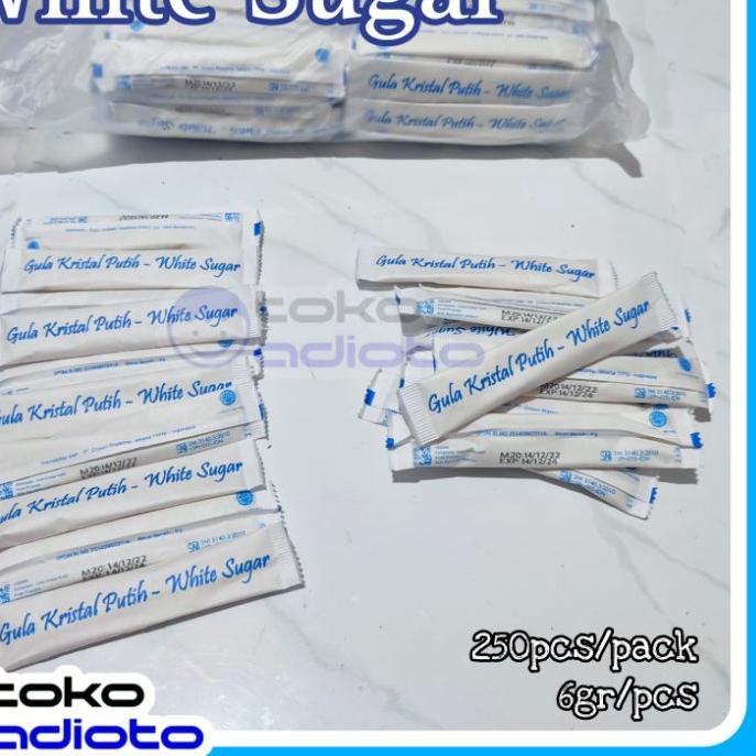 

❄ White Sugar Stick 6gr isi 250pcs / Gula Putih Kristal / Gula Pasir Kristal / Gula Kristal / Gula Sachet / White Sugar ○