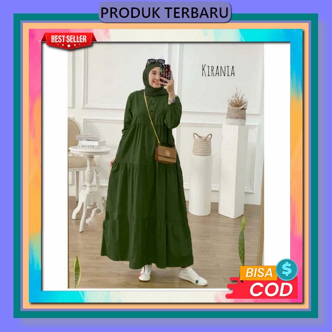 Gamis Dress Wanita Korea Kekinian Import Casual Dress Fashion Muslim Hijab Kirania Midi Dress Jumbo