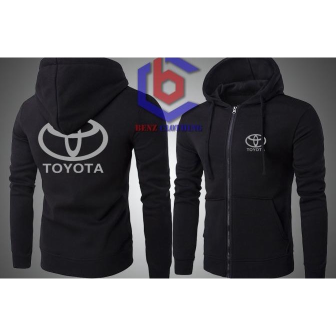 Jaket Hoodie Sweater Toyota Outerwear Pria Wanita Zipper Resleting Depan Polos Sablon Polyflek Korea