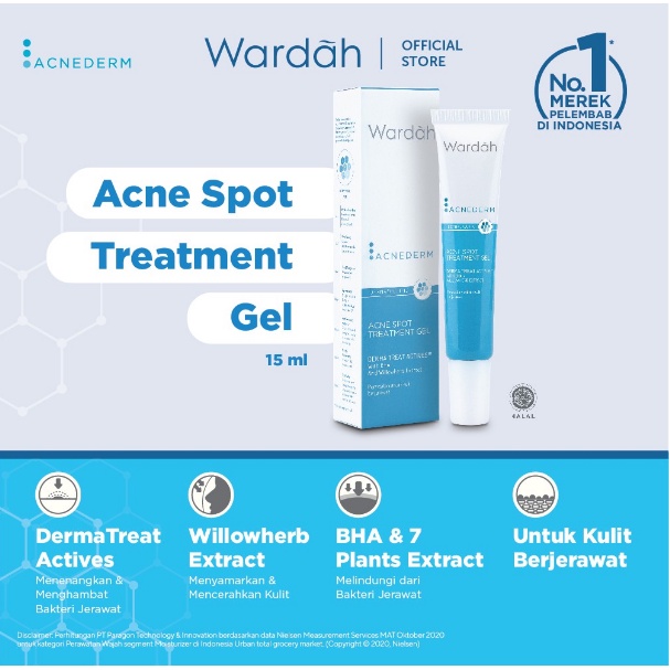 Wardah Acnederm Acne Spot Treatment Gel 15 ml - Totol Jerawat dengan BHA dan Willowherb Extracts