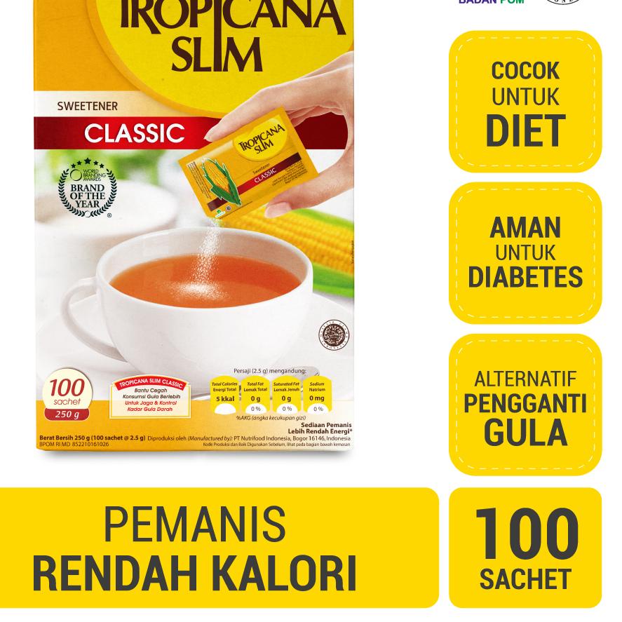 

♪ Tropicana Slim Sweetener Classic 100 sachet - Pemanis untuk Bantu Batasi Gula ✽