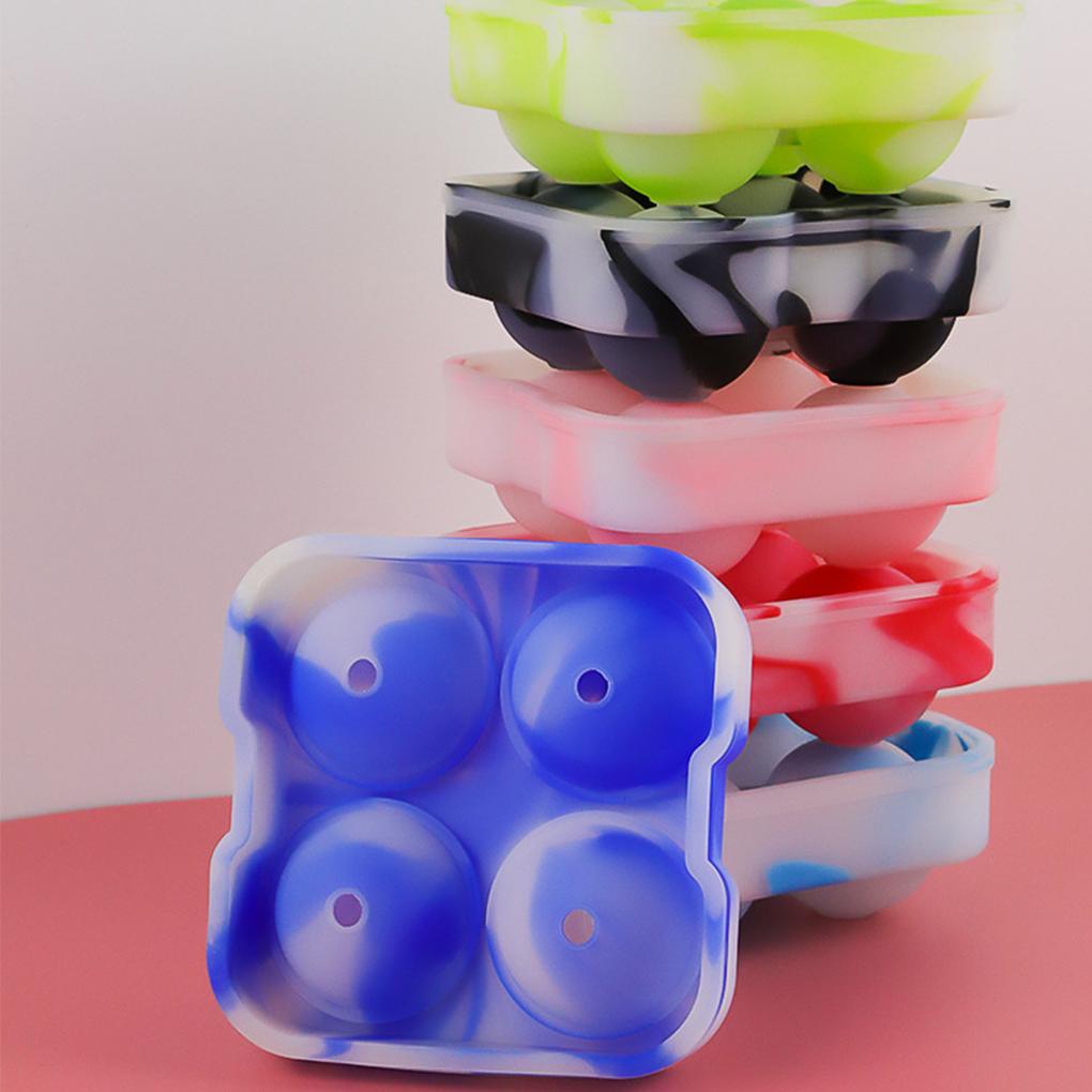 Ice Cube Tray 4grids Silicone Cetakan Bola Es Reusable Kitchen Bar Baking Maker Dengan Tutup