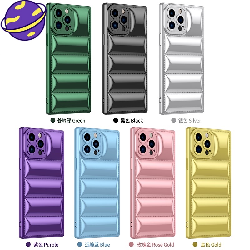 IPHONE Casing Terang Electroplated Untuk Iphone14 12 11 13 Pro X Max XR 14Plus Square Soft Casing Belakang