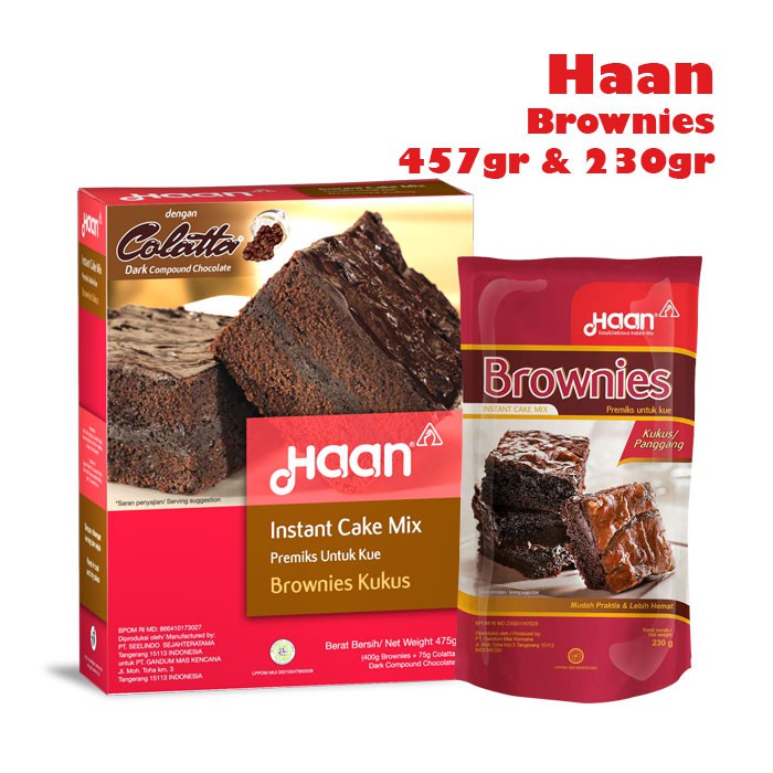 HAAN Instant Cake Mix Brownies Kukus Tepung Premix Brownis 475 gr