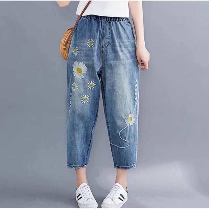 Baggy pant jeans bordir Sun Daisy jeans wash / Aylin Jeans Mekar