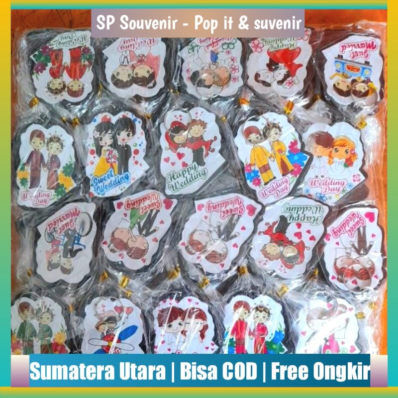 Gantungan Kunci Souvenir Pernikahan 100 pcs | Sovenir Ganci Wedding Nikahan 1 pack Isi 100 buah