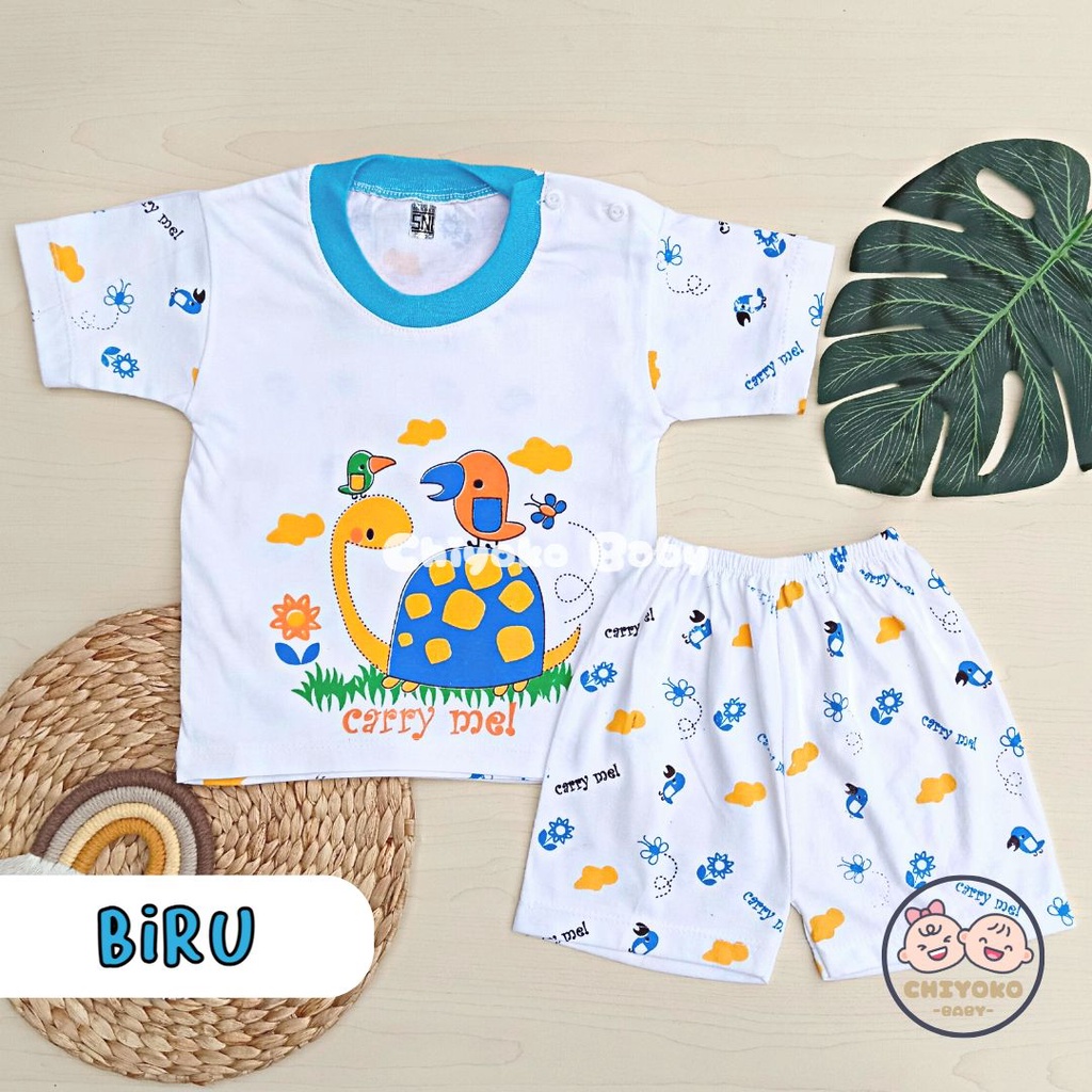 Setelan Baju Bayi Lengan PENDEK Anak Usia 3-12 Bulan Motif CARRY ME